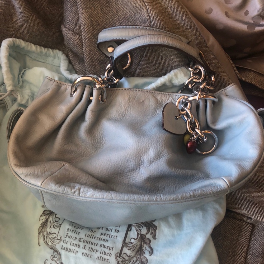 Authentic Used Baby Blue Leather Juicy Couture Purse